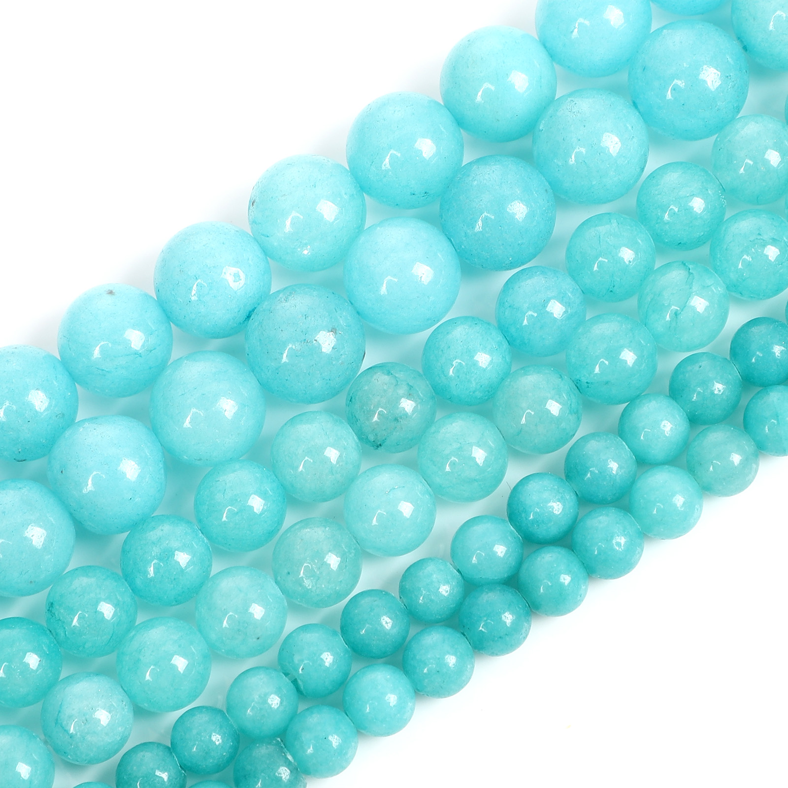 Natural Stone Beads Cyan Chalcedony Charm Round Loose Beads for Jewelry Making Needlework DIY Bracelet Strand 4-12 MM