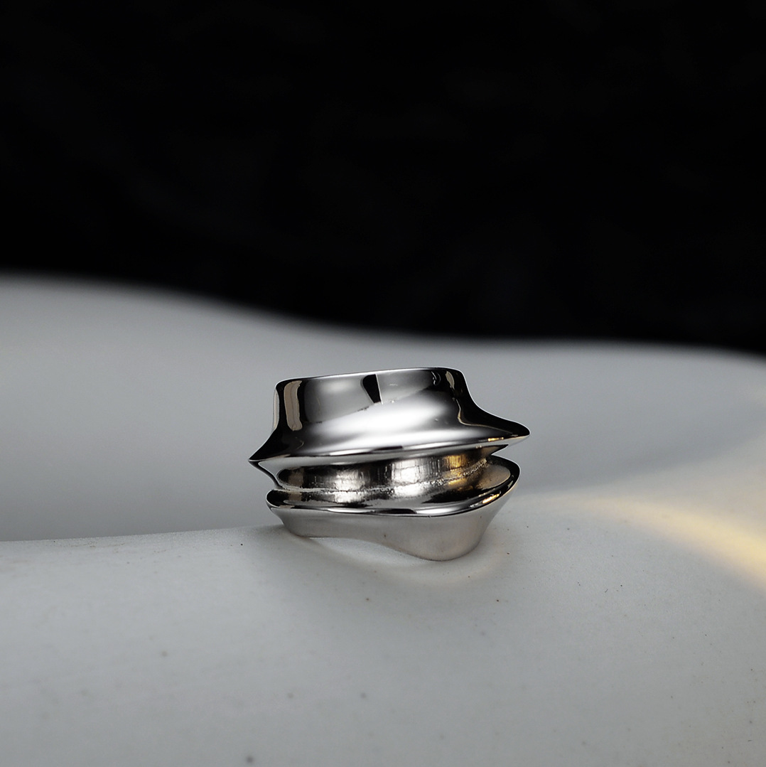 F.I.N.S 1PC Exaggerated Wide S925 Sterling Silver Geometric Ear Clip No Pierced Bump Earcuff Catilage Fine Jewelry No Ear Hole