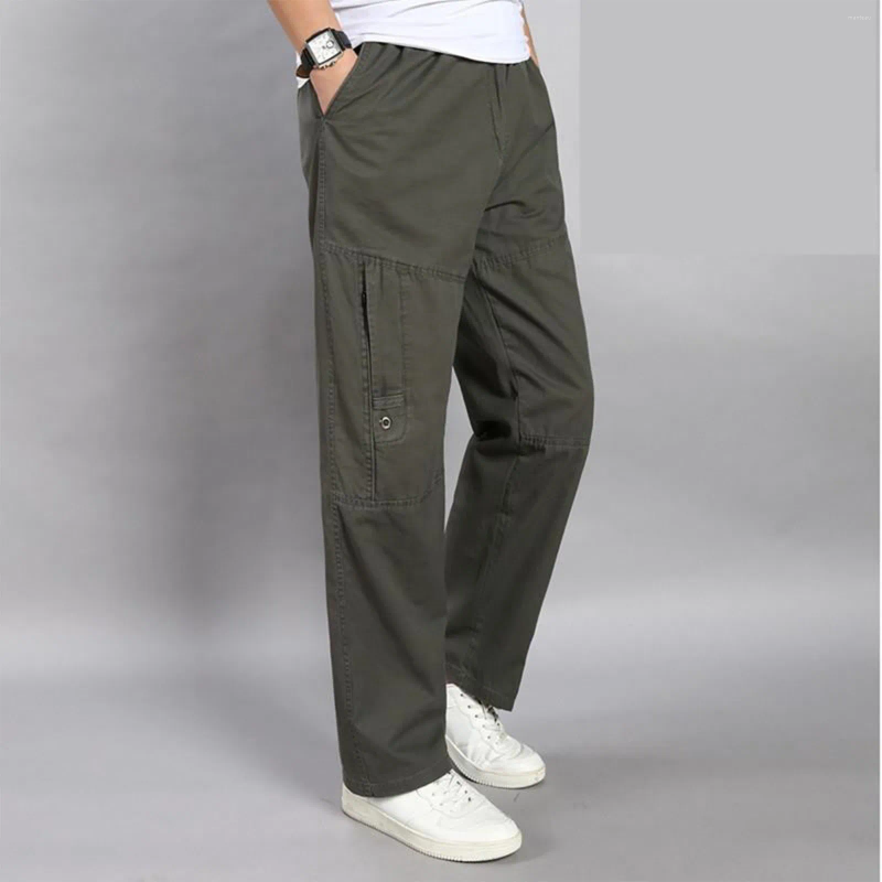 Men's Pants Cargo For Men Fleece Lined Sweatpants Open Bottom Straight Leg Loose Fit Baggy Athletic Jogger Pant