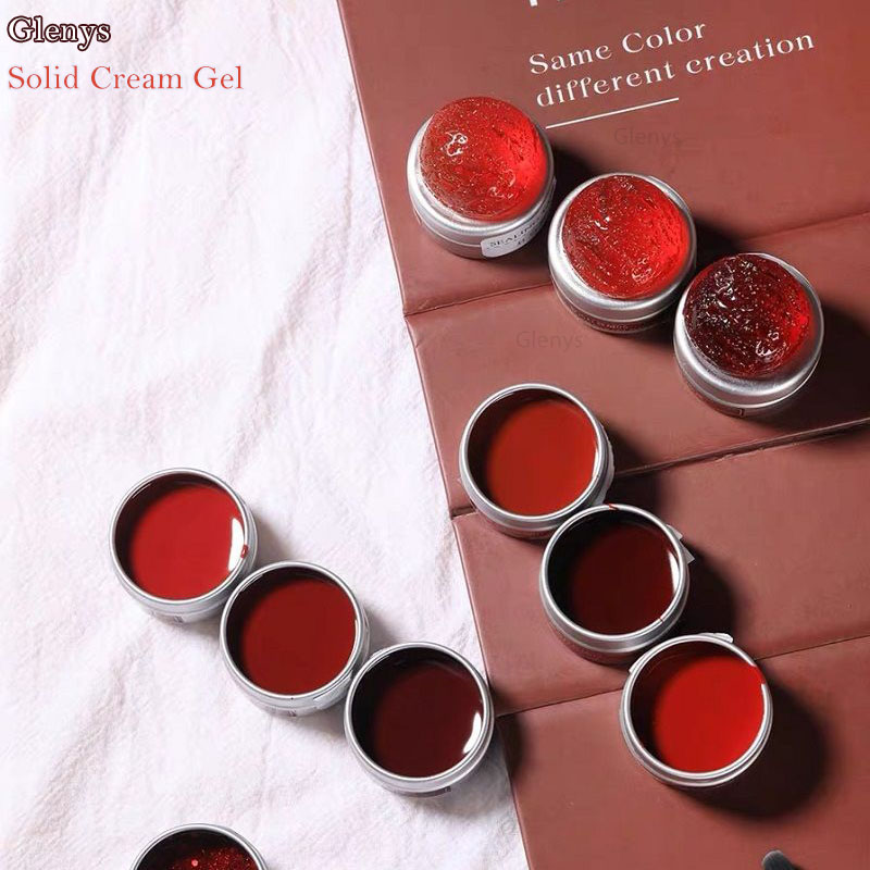 Glenys26 Velvet Vintage Red Solid Cream Gel with Colorful Charts Professional Painting Gel Nail Art UV Gel Paint Polishing Agent