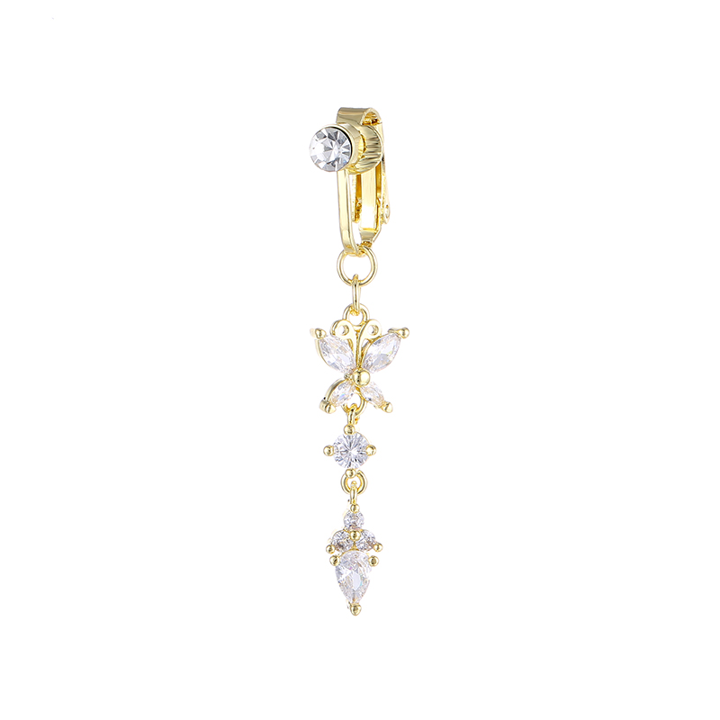Faux Fake Belly Butterfly Fake Belly Piercing Heart Clip On Umbilical Navel Fake Pircing Butterfly Cartilage Earring Clip