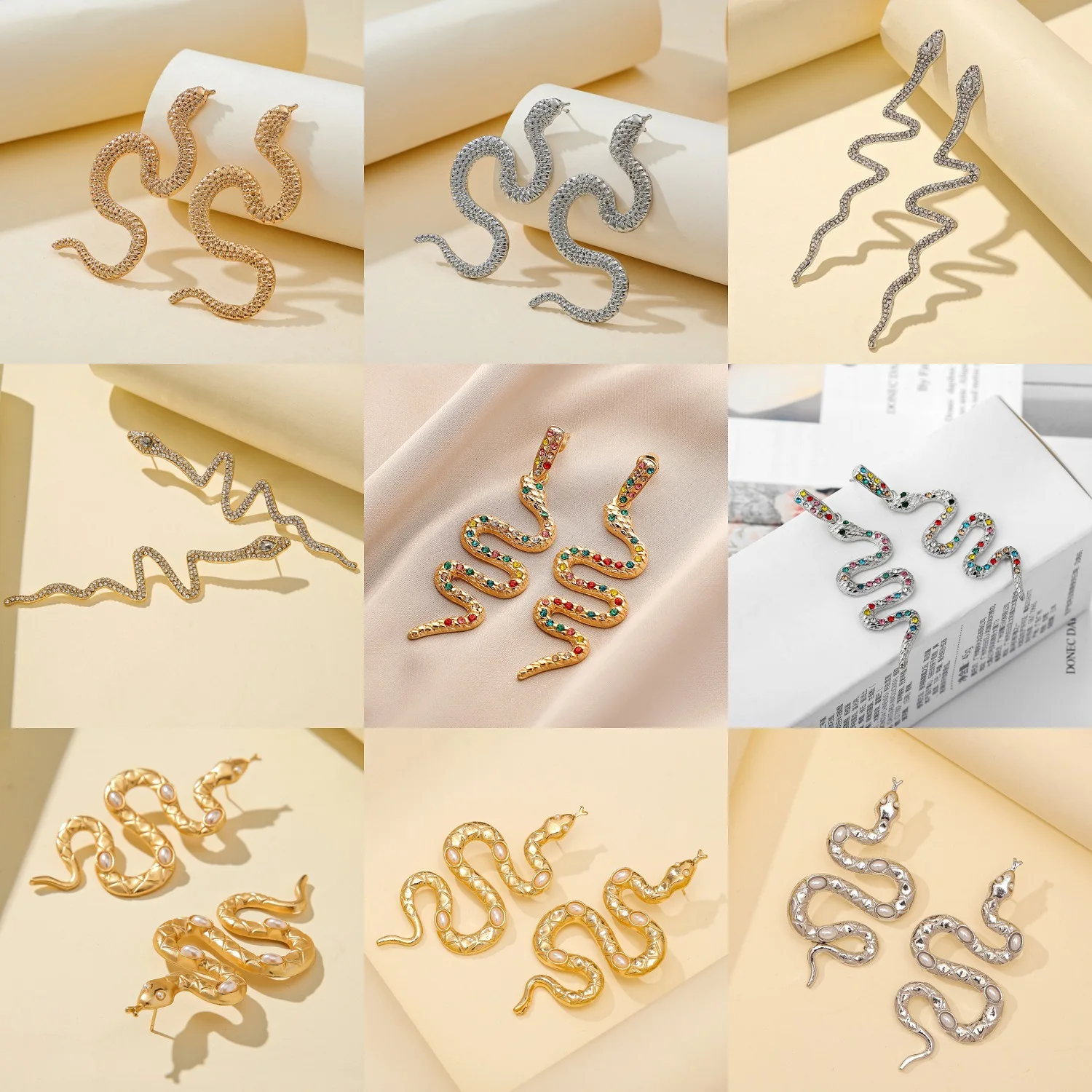 Minar Hyperbole Twisted Snake Earrings for Women Personality Golden Metal Animal Long Dangle Earrings Women Party Jewelry Gift