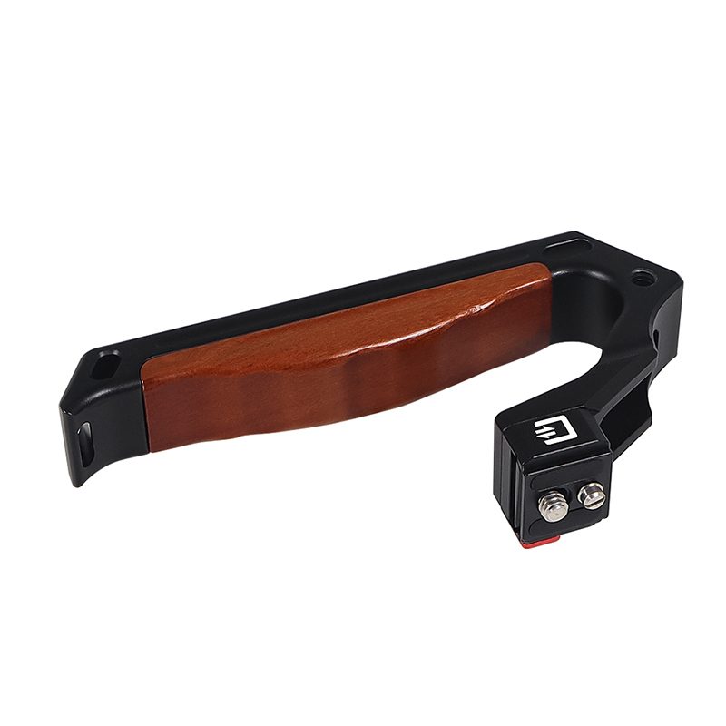 Camera Wooden Handle Quick Release Clamp Top Handle Hand Grip 1/4 3/8 Cold Shoe Mount Adapter for Cage Rig Monitor LED Holder