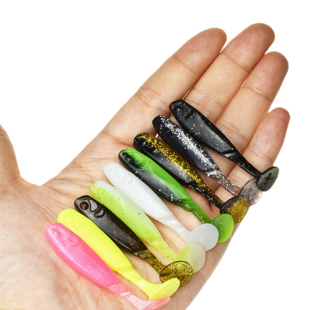 Hanlin 10/20pcs 55mm/2.5g Silicone Baits Artificial Fishing Lure T Tail Soft Lure Wobblers Fishing Pike Bass Tackle Sinking
