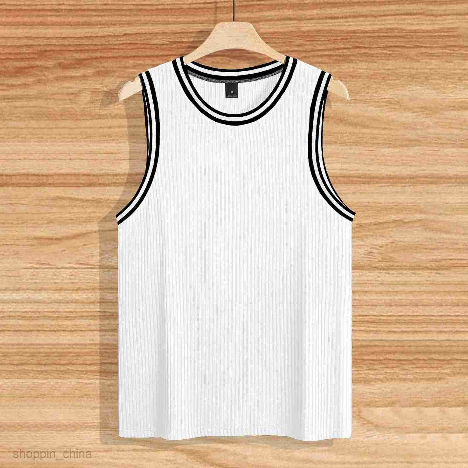 Men's T Shirts Summer Knitted Vertical Stripe Fitness Sports Slim Fit Tank Top Male Racerback Color Block Tank Top tees tops