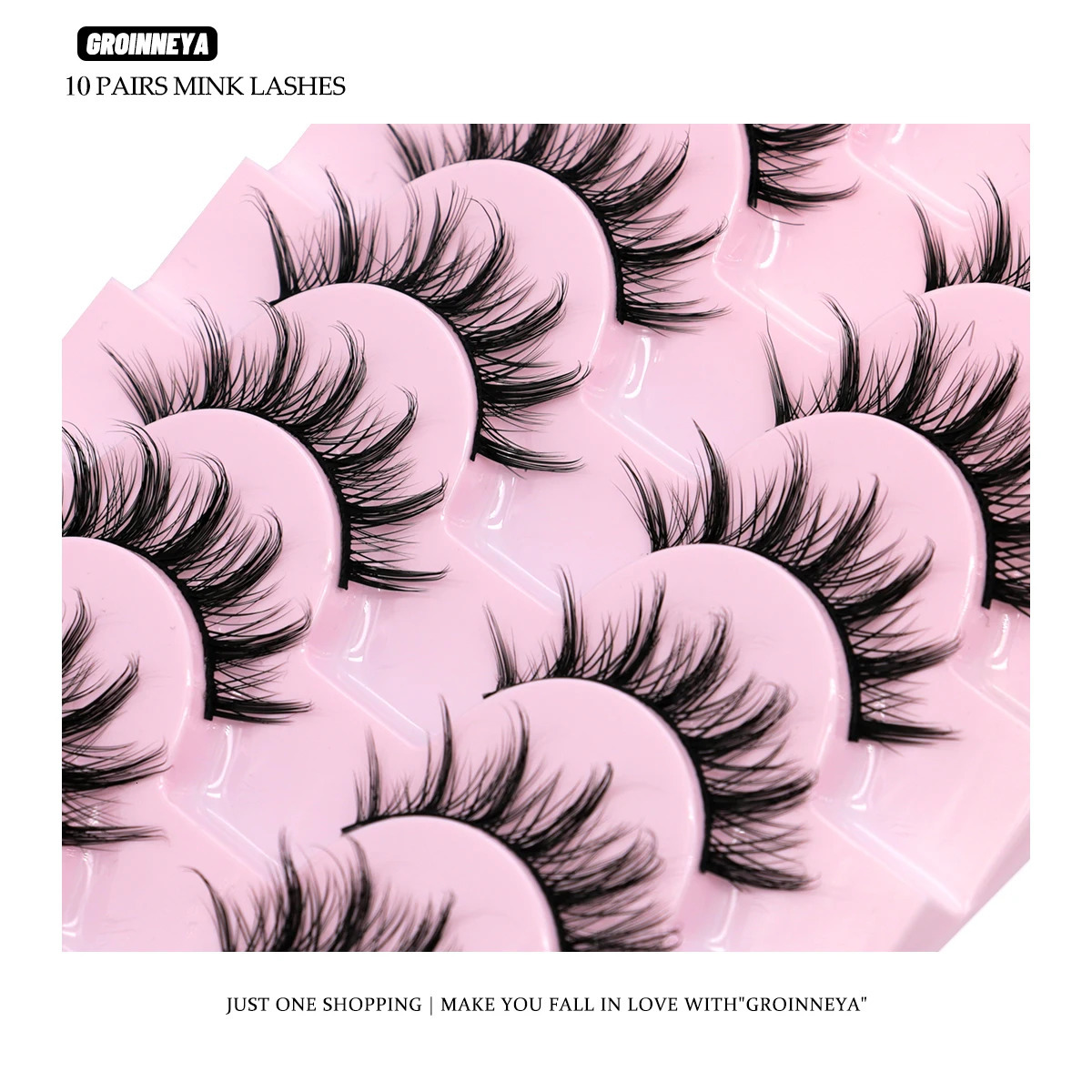 GROINNEYA 5/10 Pairs Natural False Eyelashes Manga Lashes 3d Faux Mink Lashes Soft Winged Natural Realistic Eyelash Extension 240624