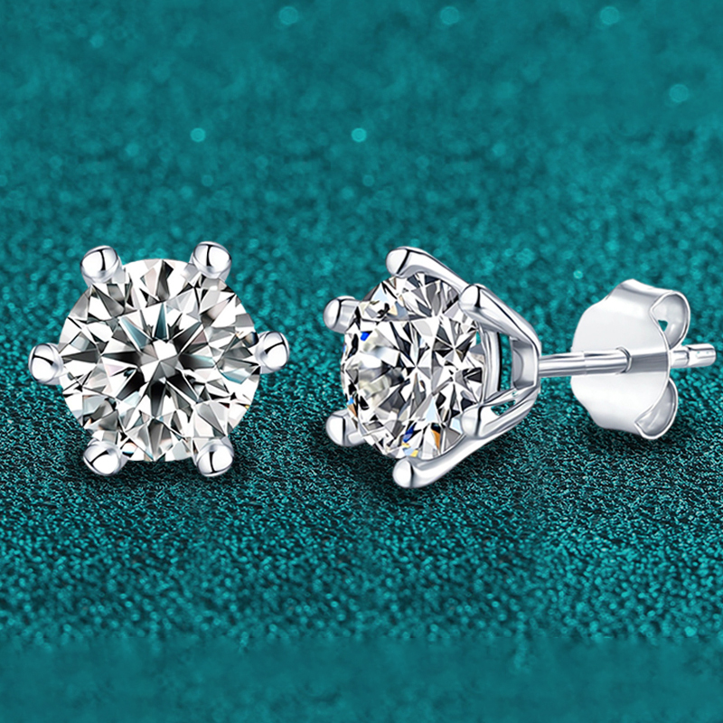 D Color 0.5 CT 100% Moissanite Stud Earrings for Women Ear Studs 925 Silver White Gold Plated Jewelry Pass Diamond Test