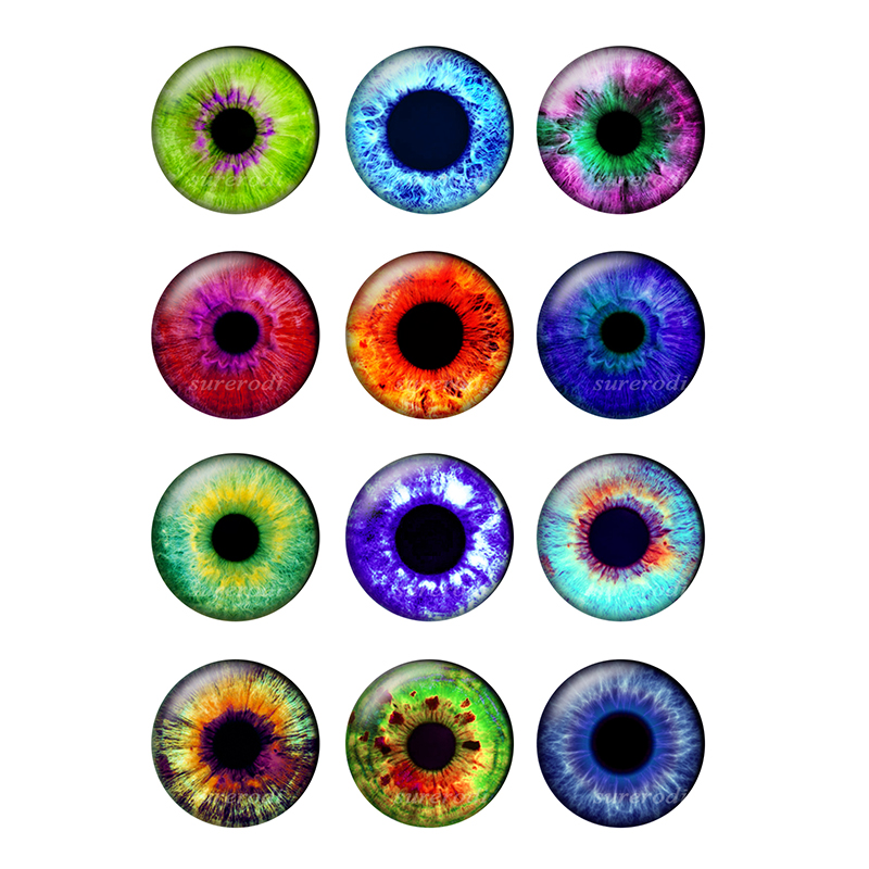 24 Pieces/bag 14mm Super Thin Glass Cabochons Blythe Doll Eyes Chips BH173