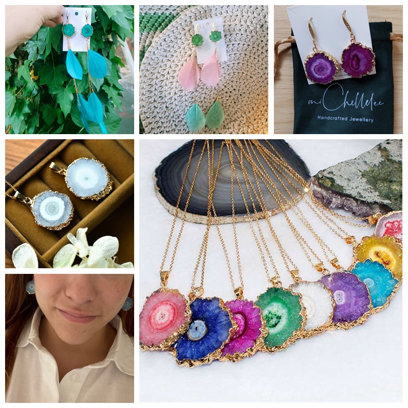 Hot Sale Natural Stone Agat Druzy Pendant Irregular Color Healing Slice Charm For Jewelry Making DIY Necklace Earrings 2pcs/lot