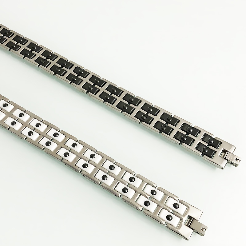 Double Row Black White Ceramic Hand Bracelets for Men Energy Health Benefit Hematite Magnetic Therapy Bangle Male Jewelry Gifts