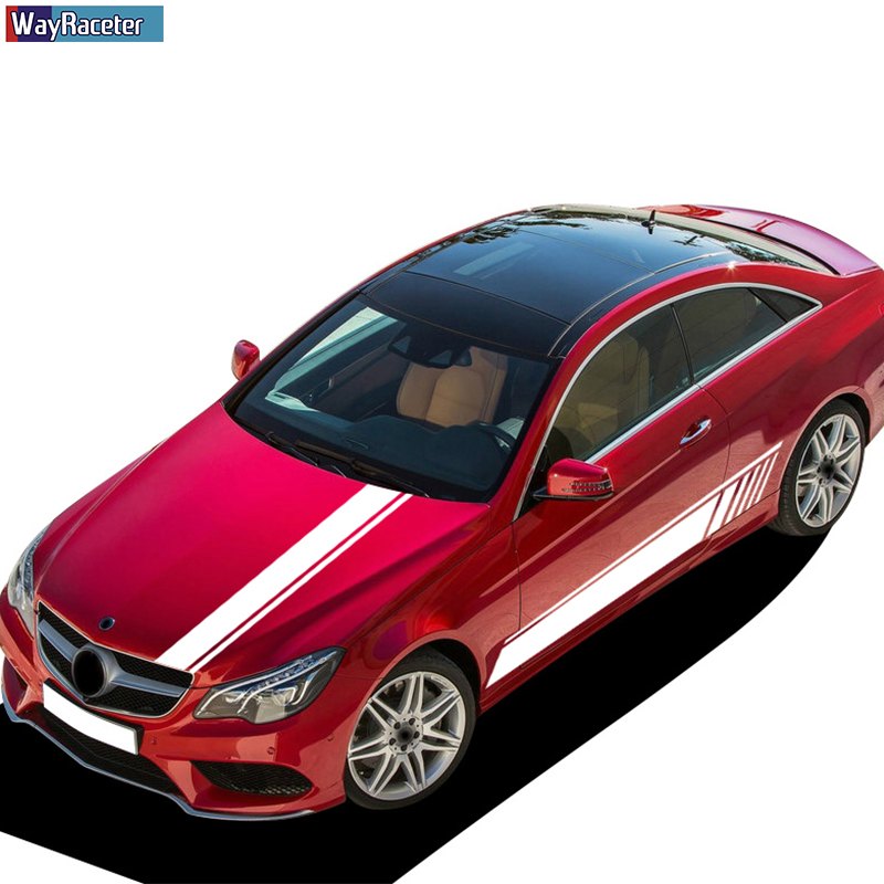 3 Pcs Car Hood Decal Side Stripes Skirt Sticker For Mercedes Benz E Class W212 E63 AMG S212 A207 C207 E250 E300 E350 Accessories