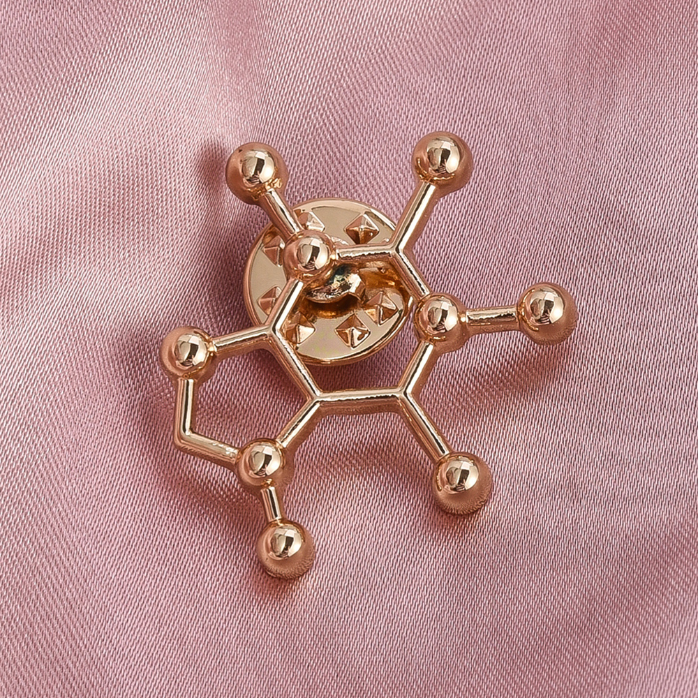 Caffeine Molecule Structure Medical Brooch Pin Gold Color Badge Science Chemistry Biology Lapel Pins Punk Jewelry Student Gift