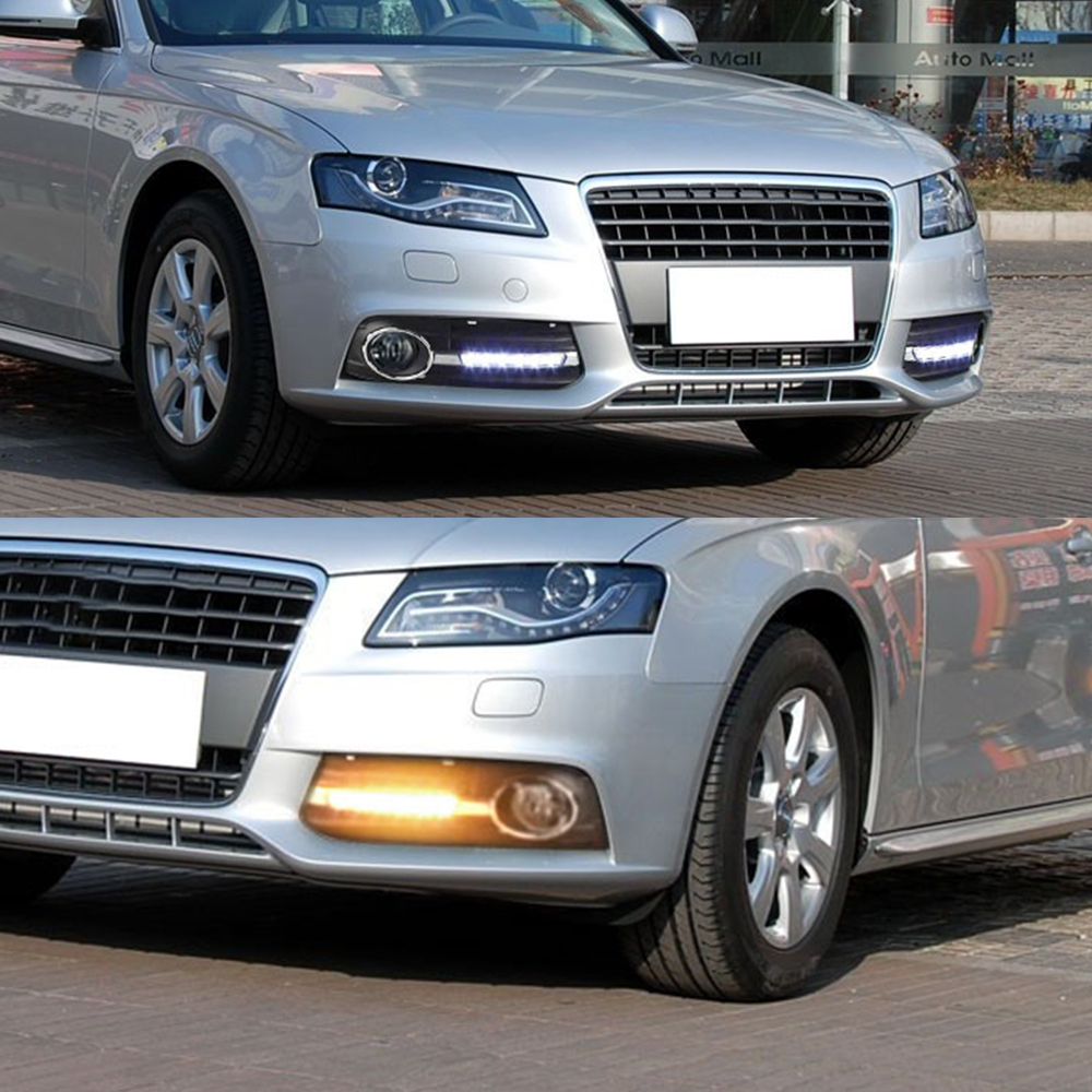 Car-Styling LED DRL Daytime Running Light Daylight Fog Lamp Cover with turn signal For Audi A4 A4L B8 2009 2010 2011 2012