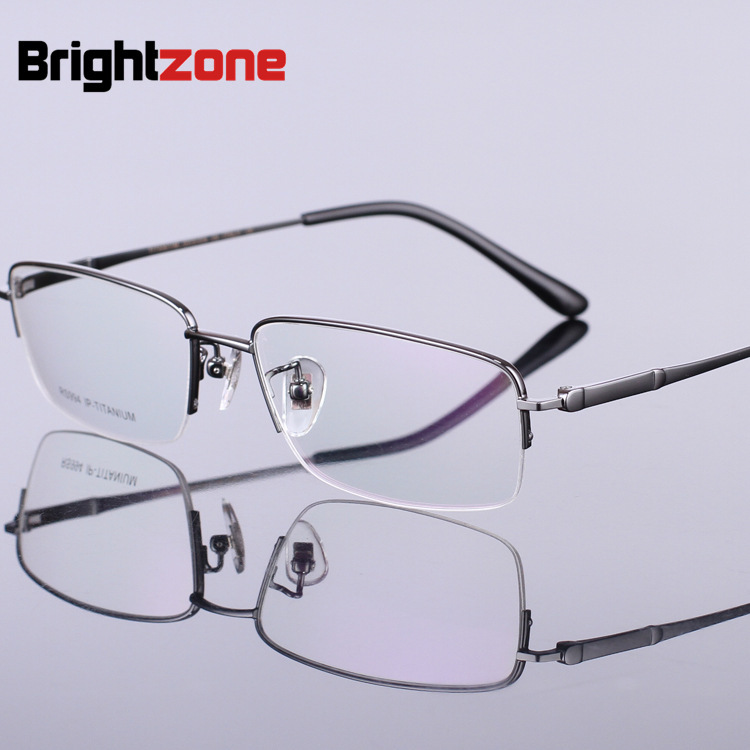 High Quality Half Rim Myopia Spectacles Pure Titanium Optical Glasses Spectacle Eyeglass Frame Male Oculos De Grau Points 56mm