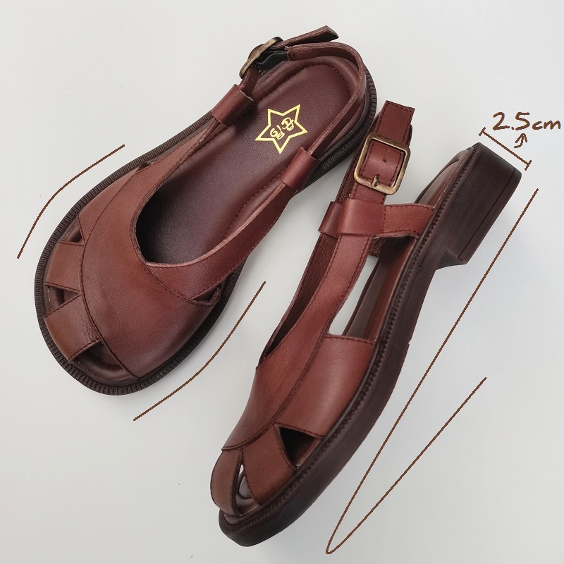 Women's Sandals Ladies Shoes Summer 2011 peep toe Summer Sandals 100% Genuine Leather Woman Flats 2021 Gladiator Sandals