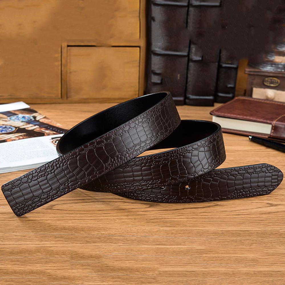 FAJARINA Quality Solid Cowhide Leather Crocodile Pattern Men Smooth & Pin Styles Belts Parties without Buckles 130cm N17FJ591-1