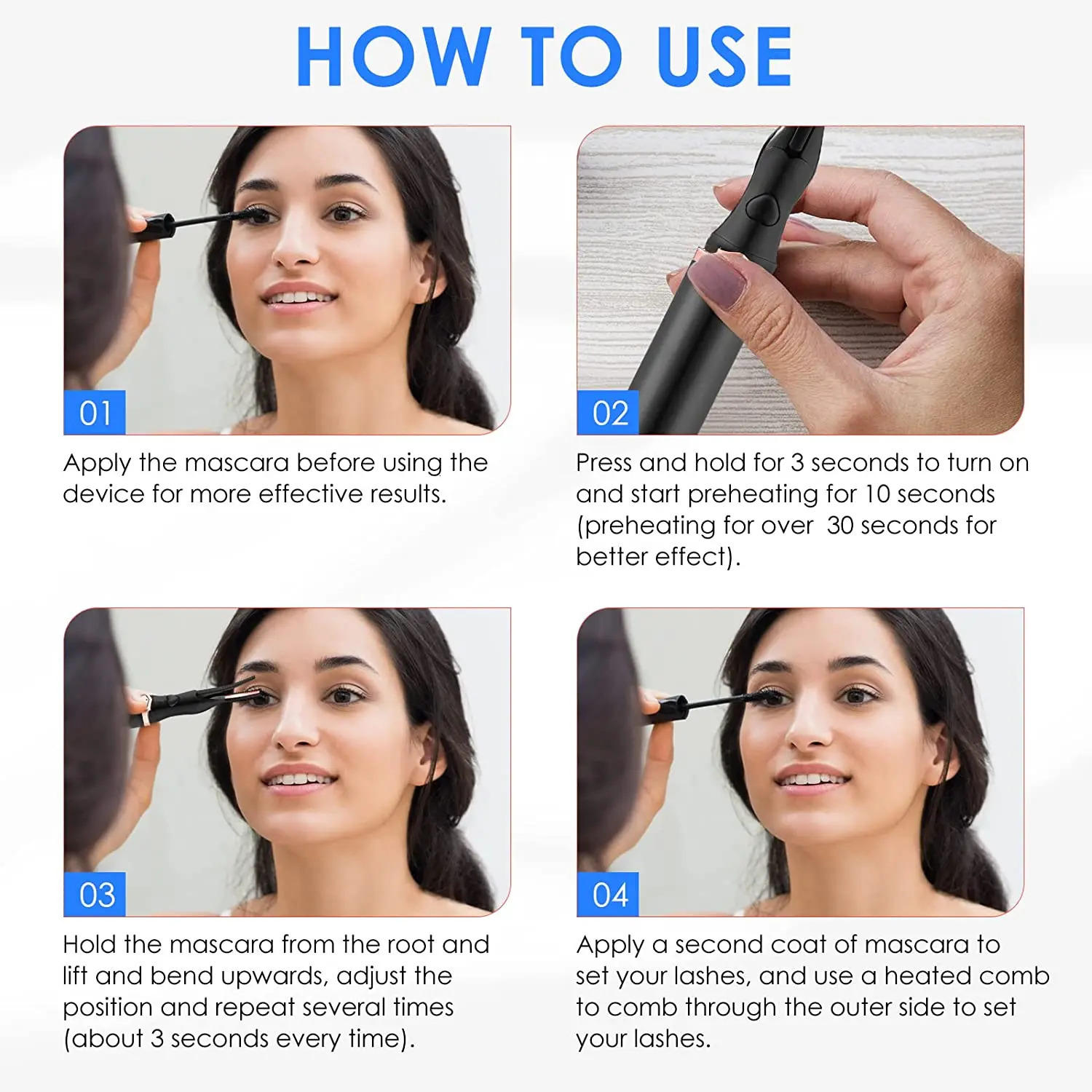 Heated Eyelash Curler USB Rechargeable Electric Eyelash Curler For Eye lash Quick Natural Curling and 24 Hours Long Lasting 240621