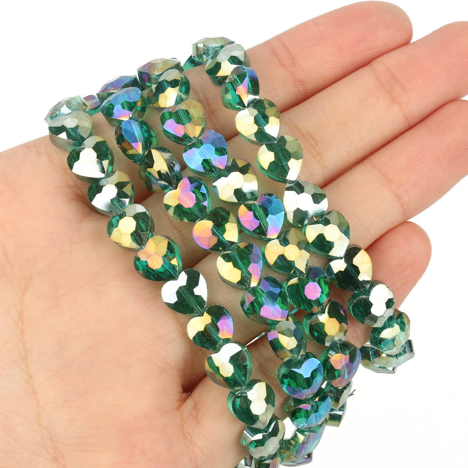 8mm Heart Shape Multicolor AB Color Crystal Spacer Beads Glass Beads for DIY Bracelet Jewelry Making Accessories 30pcs/lot