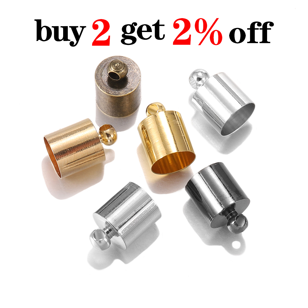 20-50pcs/lot Tassel Leather Cord End Crimp Caps Beads 3 4 5 6 7 8 9 10 mm End Tip Cap For DIY Necklace Jewelry Making Findings