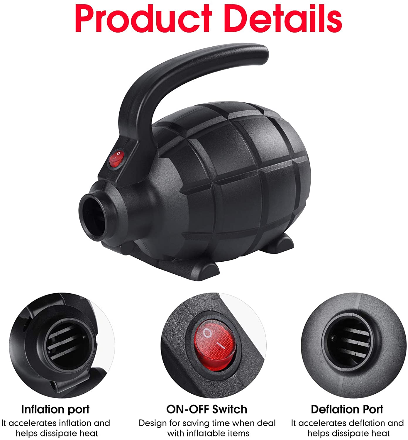 Portable Air Pump Air Mat Grenade Pump For Tumbling Inflatable Pump For Home Air Bed Air Track Pump 220V 600W Air Compressor