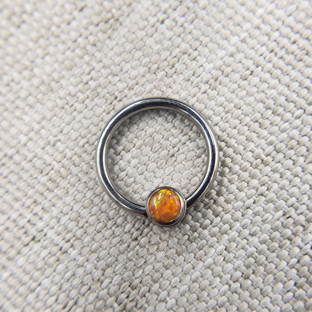 16G ASTM F136 Implant Grade Titanium Captive Bead Ring Helix Conch Daith Earring Piercing Body Jewelry With Opal Ball