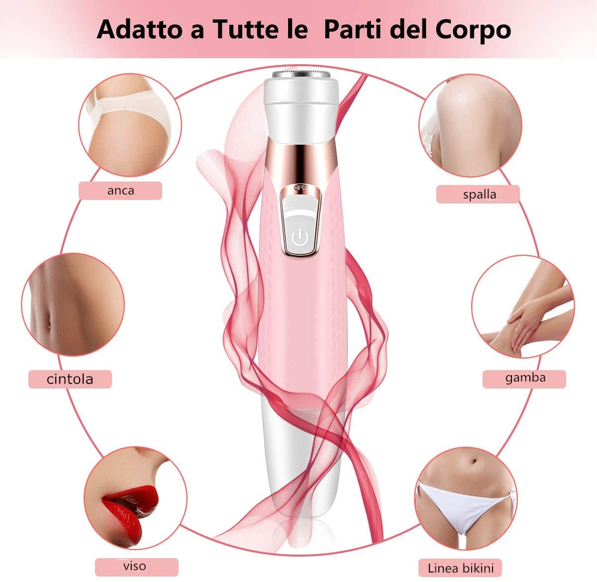 Woman electric epilator Waterproof electric 5 in1 electric epilator USB charging wet and dry for face nose eyebrows bikini