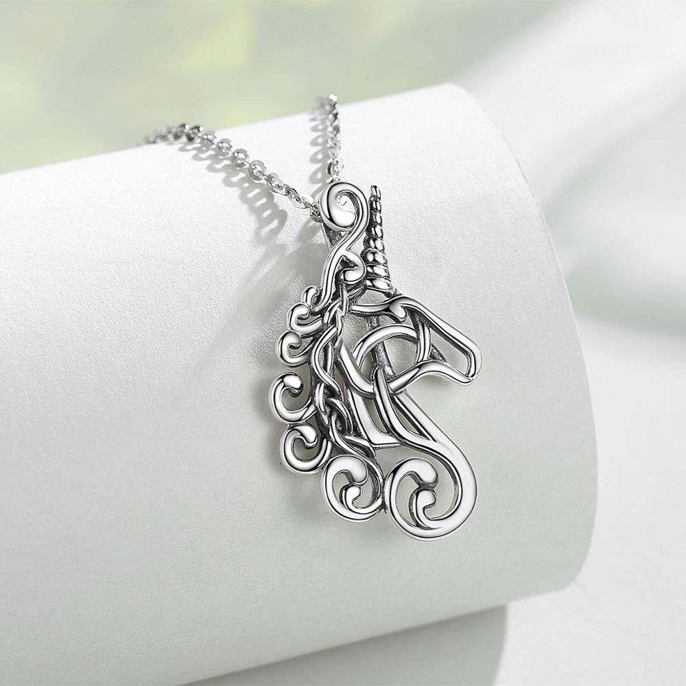 Eudora New 925 Sterling Silver Horse unicorn necklace Horse racing noble Horse Necklaces Equestrian Jewelry Animal Pendants D568