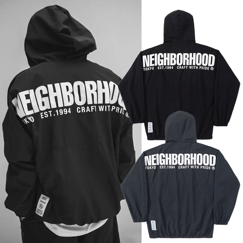 NBHD Half Zip Hooded Japanese Trendy Outdoor CityBoy Hoodies Functional Windproof and Waterproof Trench Coat