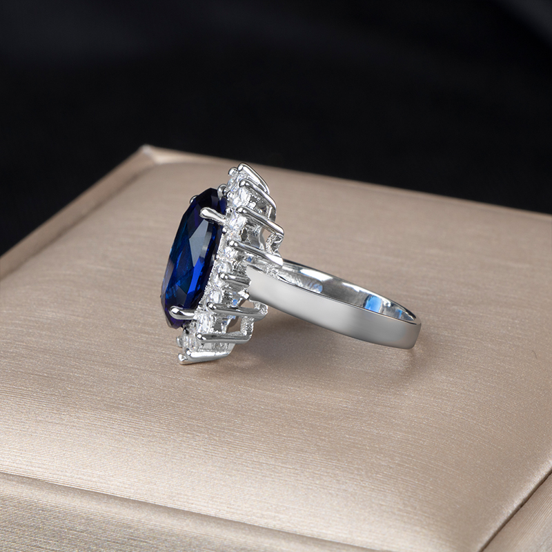 Cellacity classic 925 sterling silver ring for charm lady with oval shape sapphire paraiba gemstones 10*14mm wedding party gift