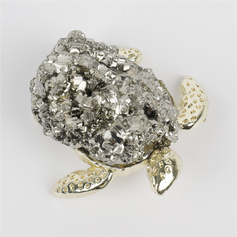 1pcs Natural Pyrite Stones Crystal Cluster Sea Turtle Shape Quartz Home Decoration