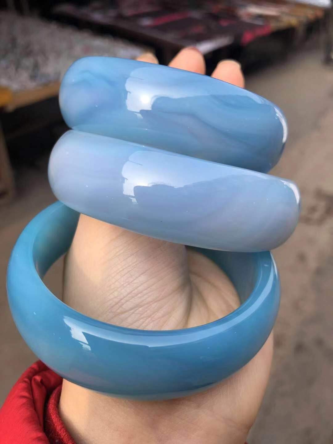High Quality Natural Royal Chalcedony Emperor Sea Blue Agate Jade Bracelet Jewelry Lucky Accessories Exquisite Healing Bangle
