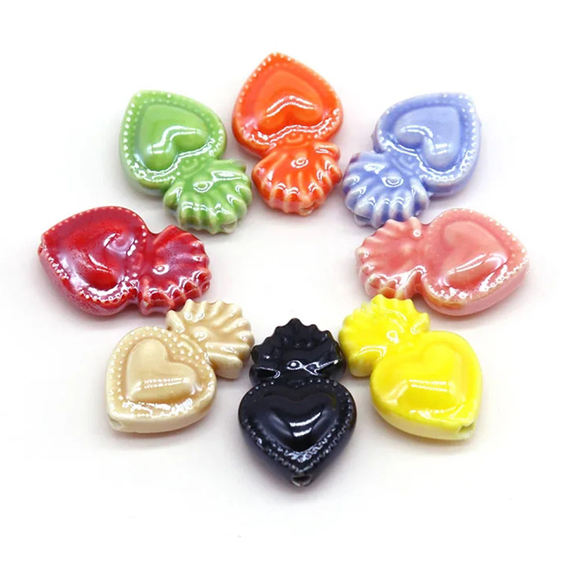 Love Torch Shape Ceramic Beads For Jewelry Making Necklace Bracelet Multicolored Porcelain DIY Beads Wholesale