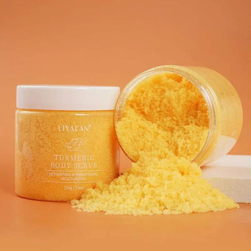 220g Turmeric Face Body Scrub Soften Cutin Brightening Moisturizing Salt Pore Cleaning Skin Smooth Exfoliating Skin care 1pcs 240624