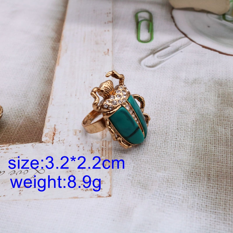 Marble Green Stones Insect Earrings Vintage Pendientes Personality New Retro Crystal Rhinestone Accessories
