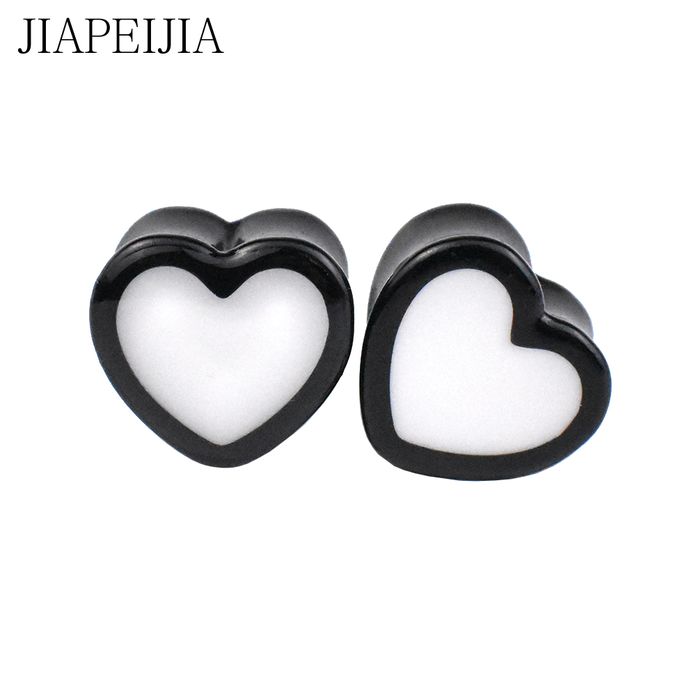 Pure Color Heart Shape Ear Gauges Tunnels and Plug Acrylic Ear Stretching Kit Expander Piercing Earring 6-25mm