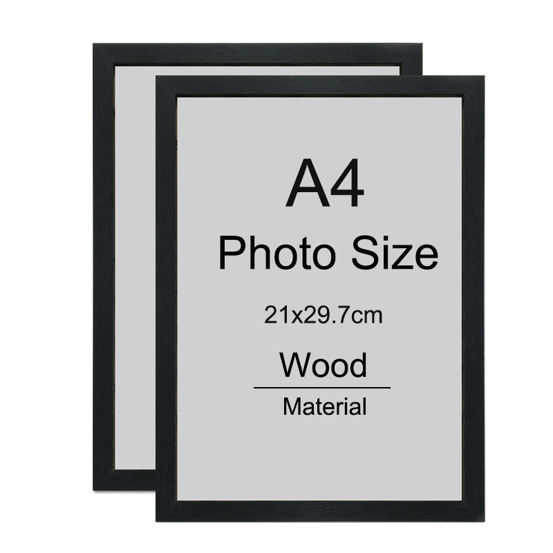 2pcs A4 black photo Wood picture Certificate document frame 21x30cm Poster Frame Dual Purpose Put and Hang H260306