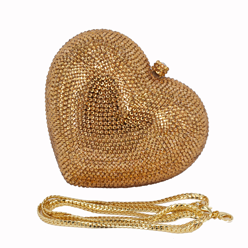 Red heart shape crystal clutch bag Rhinestone evening bag metal Ladies party purse Heart shaped diamond Ladies Wedding Bag 88167