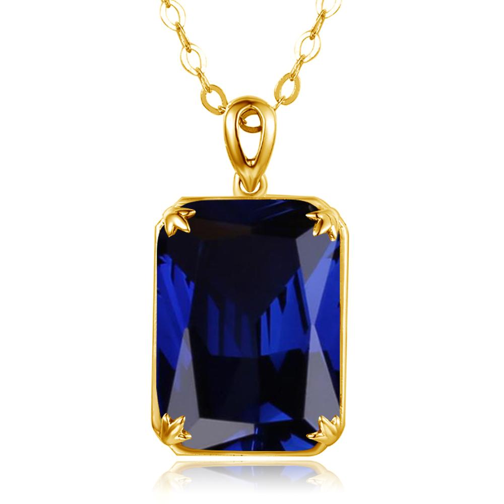 Szjinao 14K Gold Jewelry Set For Women Sparkling Blue Sapphire Pendant Earrings Ring Set Real 925 sterling silver Fine Jewellery