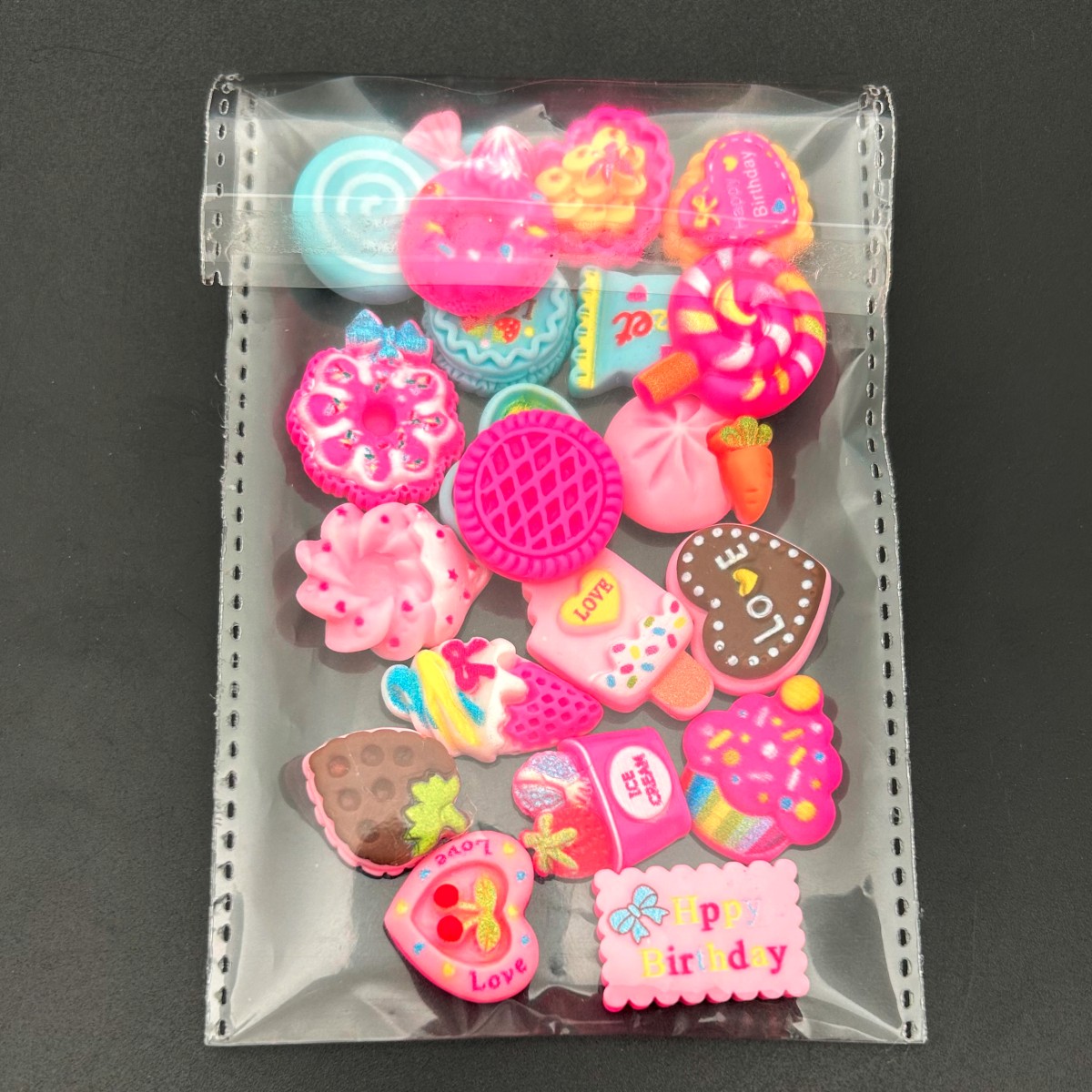 20pcs Korean Kawaii Dessert Donut Nail Art Charms Colorful Cake Resin Heart Bow Flower Nail Decorations DIY Acrylic Accessories