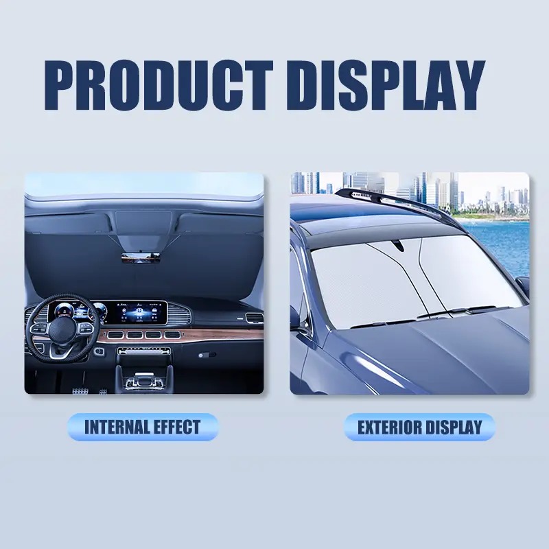 Portable Car Sun Shade Sunscreen Heat Insulation Interior Window Windshield Panel Parking Privacy Curtain Easy To Close Suitable