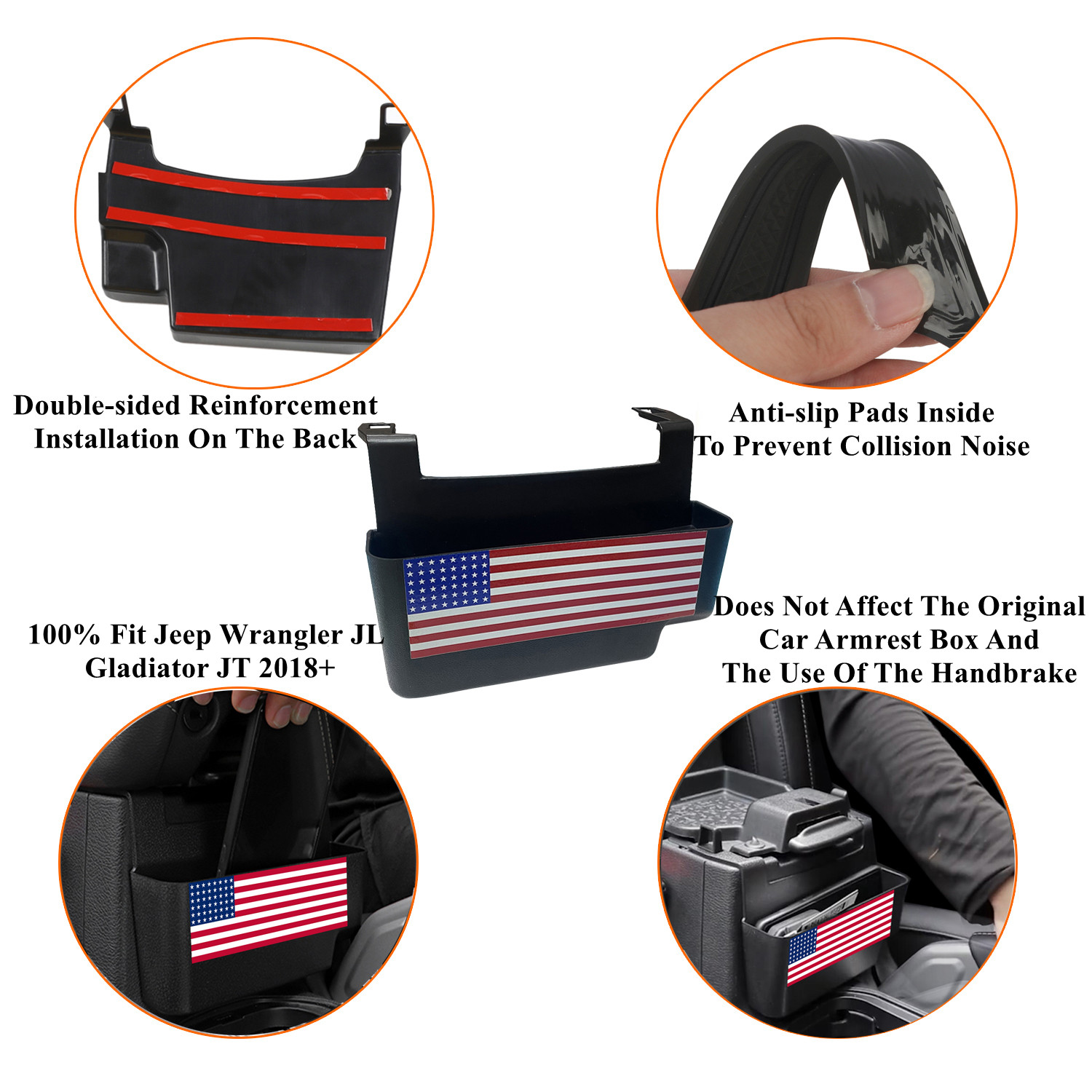 Car Center Console Armrest Storage Box Organizer Tray for Jeep Wrangler JL Gladiator JT 2018-2023 Stowing Tidying Accessories