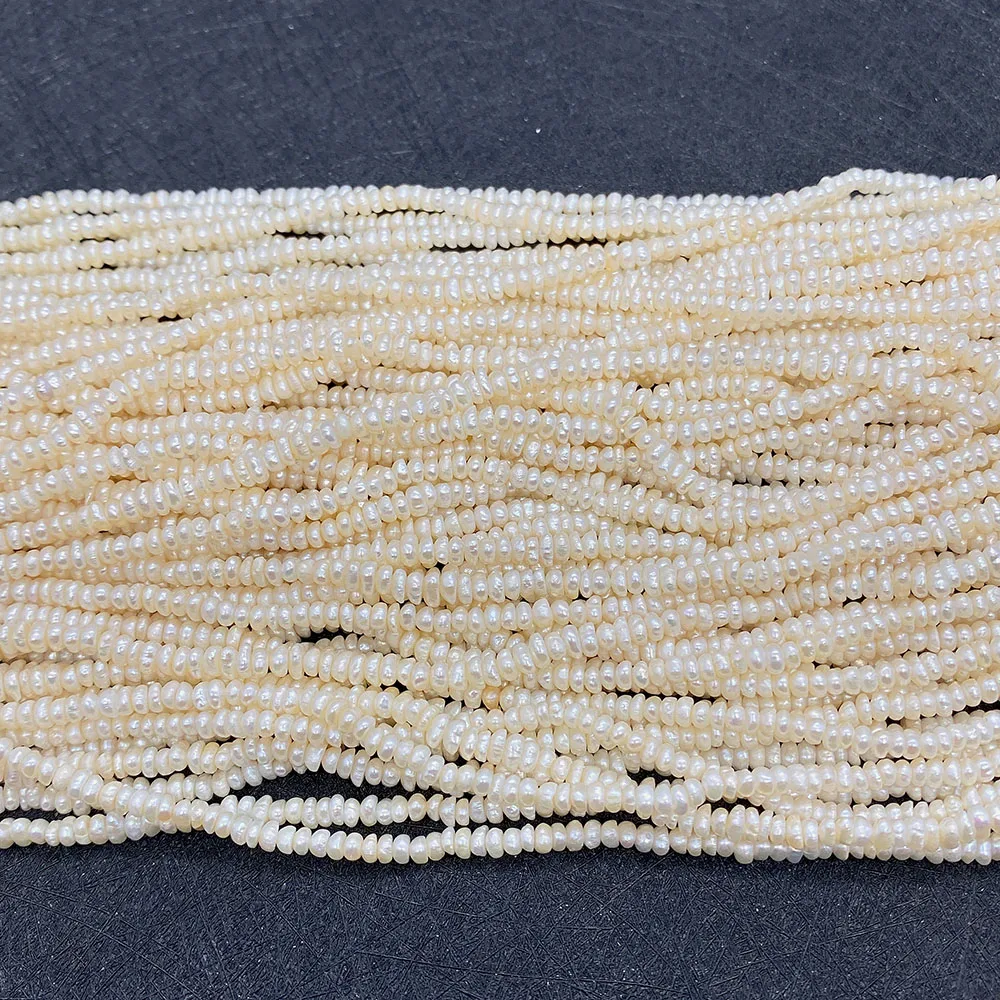 Natural Freshwater White Pearl Oblate Abacus Bead 3-4mm Small Loose Beads Jewelry Making DIY Necklace Earrings Real