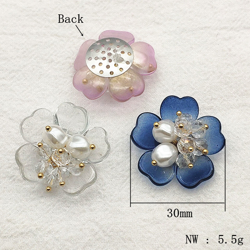New arrival! 30mm 30pcs Copper/Crystal Flat back Flower Shape Charm for Earrings Making/DIY parts,Jewelry Finding & Component