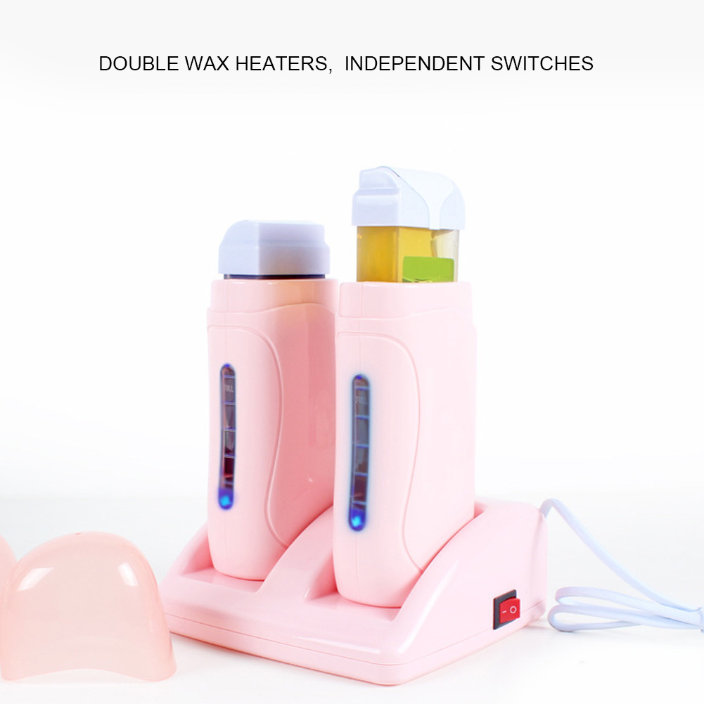 Pink Double Waxing Heater Mini Hair Removal Handheld Wax Heater Wax-melt Machine Professional Hair Removal Tools In Beauty Salon