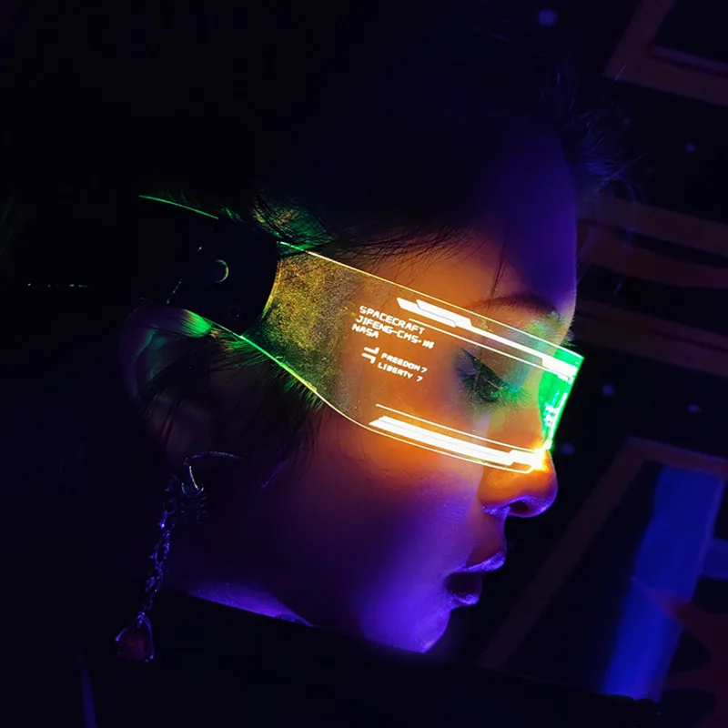 Cyberpunk Glasses Future Technology Sense Bar Led Glasses Luminous Disco Glasses Web Celebrity Performance Equipment