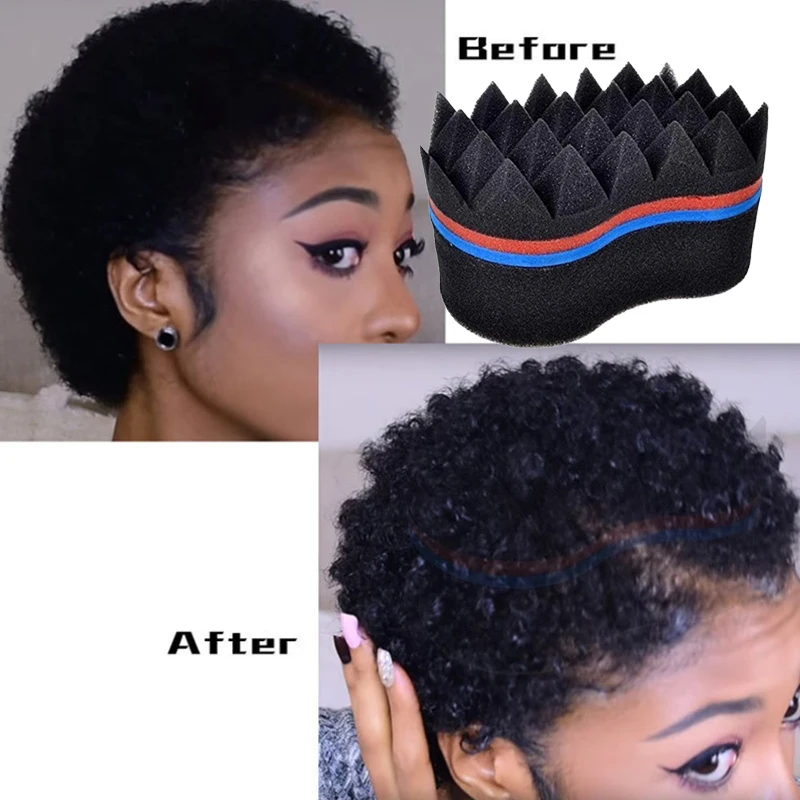 Curly Hair Styling Sponge Brush Double Sided Sponge Brushes Multi-holes Side Braid Twist Hair Curl Wave Hair Brush 8 Words
