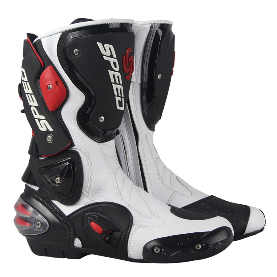 Pro-biker Speed Mid-calf Protective Gear Motorcycle Boots Moto Shoes Motorcycle Riding Racing Motocross Boots Black Red White