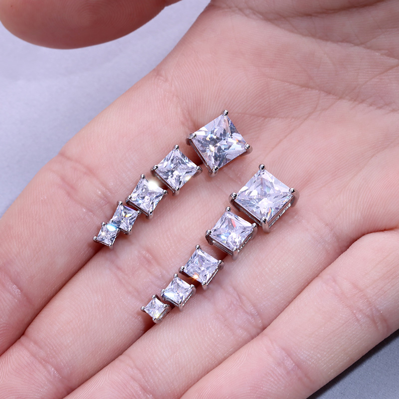CAOSHI Brilliant Square Zirconia Stud Earring Simple Design Exquisite Jewelry High Quality Gift for Girlfriend Factory Wholesale