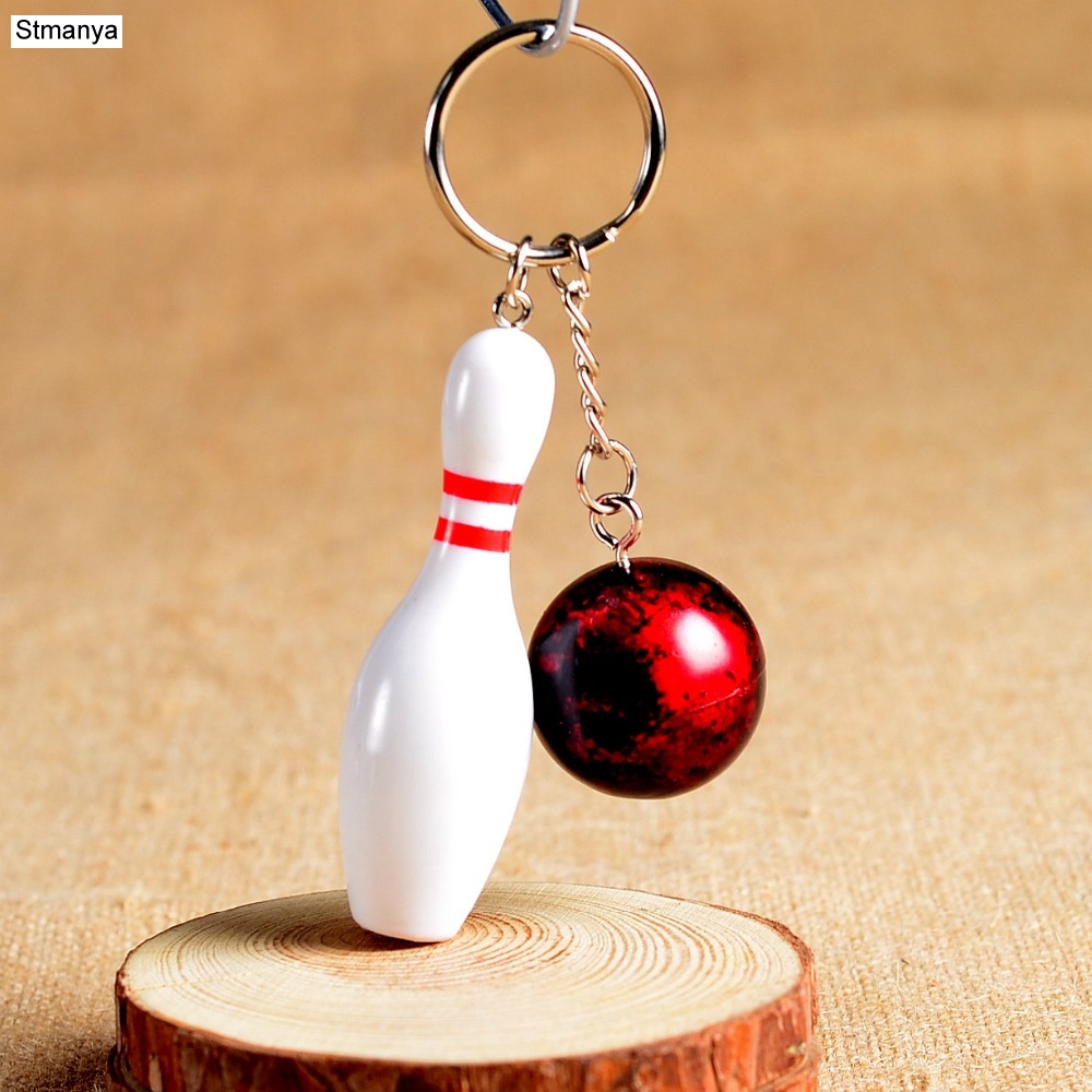 Design Cool Luxury sports Keychains Key Chain Car Key Ring Bowling chain color pendant For Man Women Gift wholesale 17164
