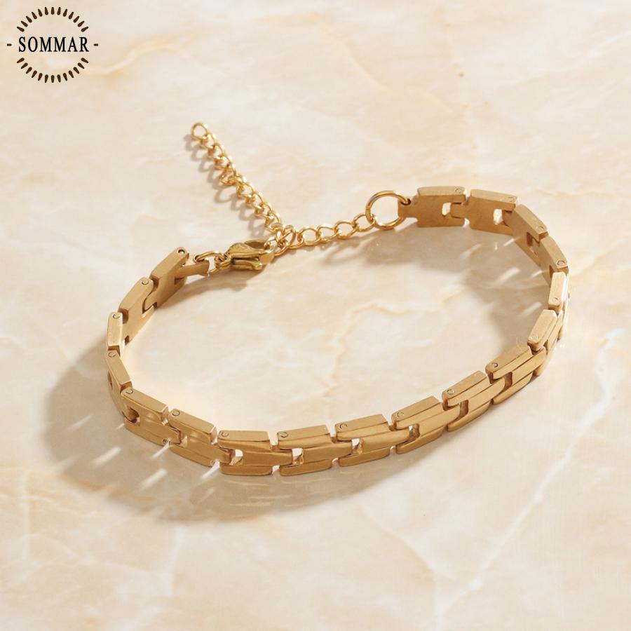 SOMMAR Hot Gift Gold Plated /stainless_steel color bracelets Geometric Personality bracelets & bangles diy